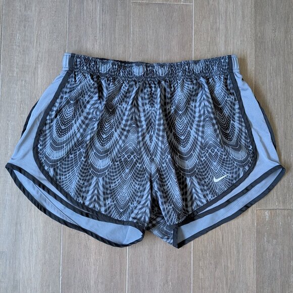Nike, Dri-FIT Women’s Running Shorts – Black/Dark Grey Geometric – Size L - Picture 1 of 5